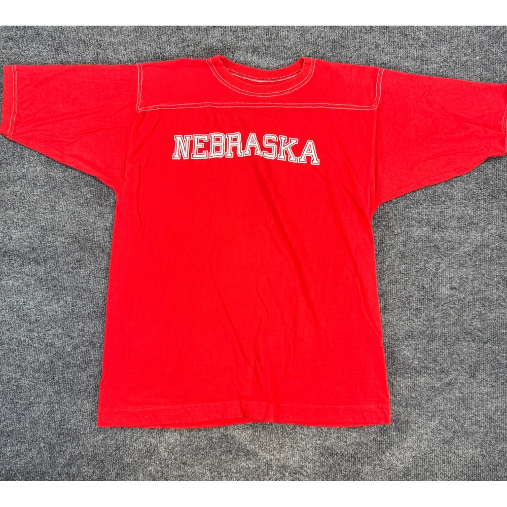 Vintage Nebraska Huskers T-Shirt‎ Red Contrast Stitch Collegiate Graphic Tee